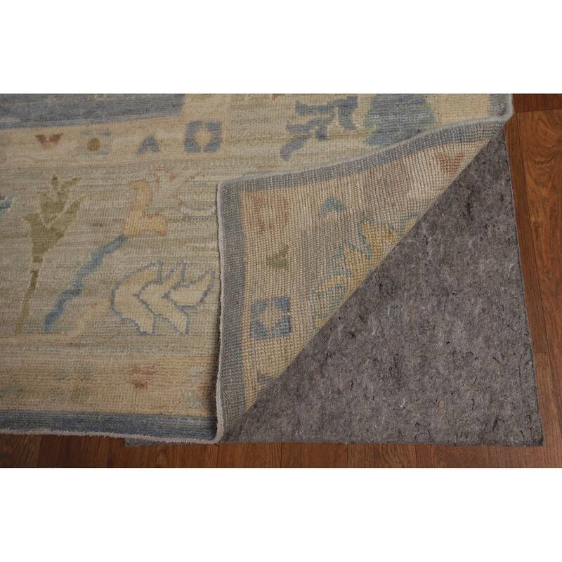 Blue Vegetable Dye Oushak Oriental Large Area Rug Handmade Wool Carpet - 10'5"x 13'7"