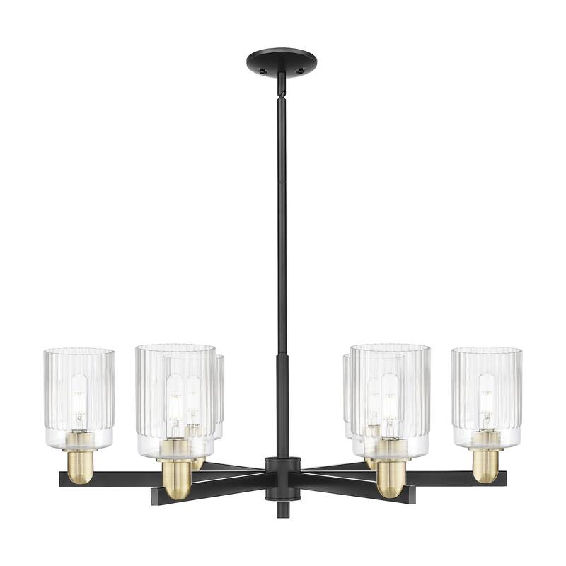 Innovations Lighting Endless Possibilities Arcadia - Hadley - 6 Light 34" Stem Hung Chandelier - Clear/Black Antique Brass