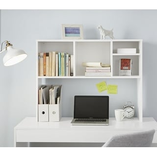 Cube White Wood Desk Bookshelf by DormCo