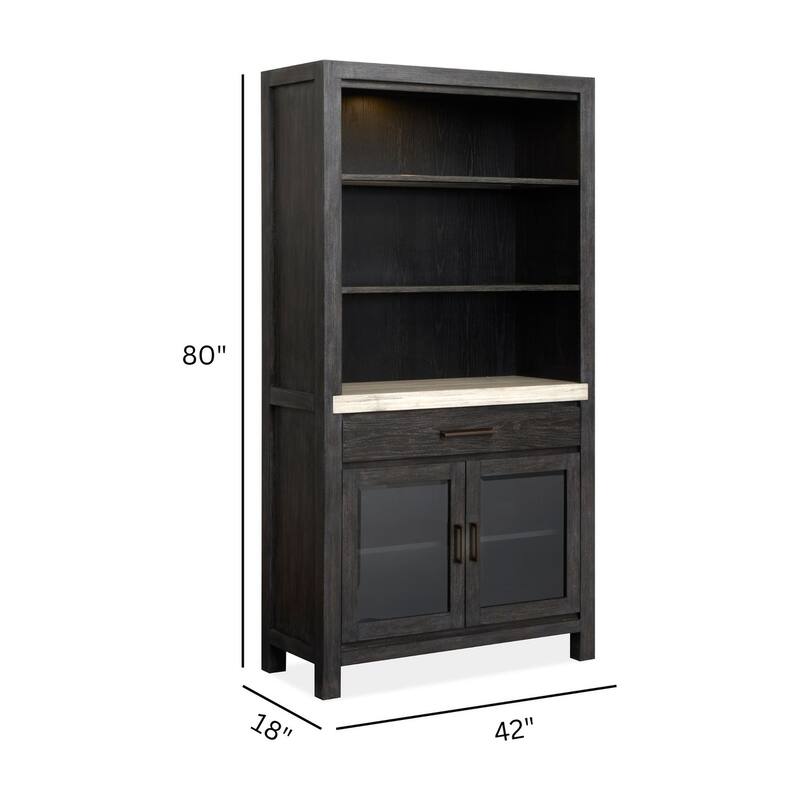 Magnussen Home Plum Creek Ravenwood Black Display Cabinet - 42''W x 18''D x 80''H
