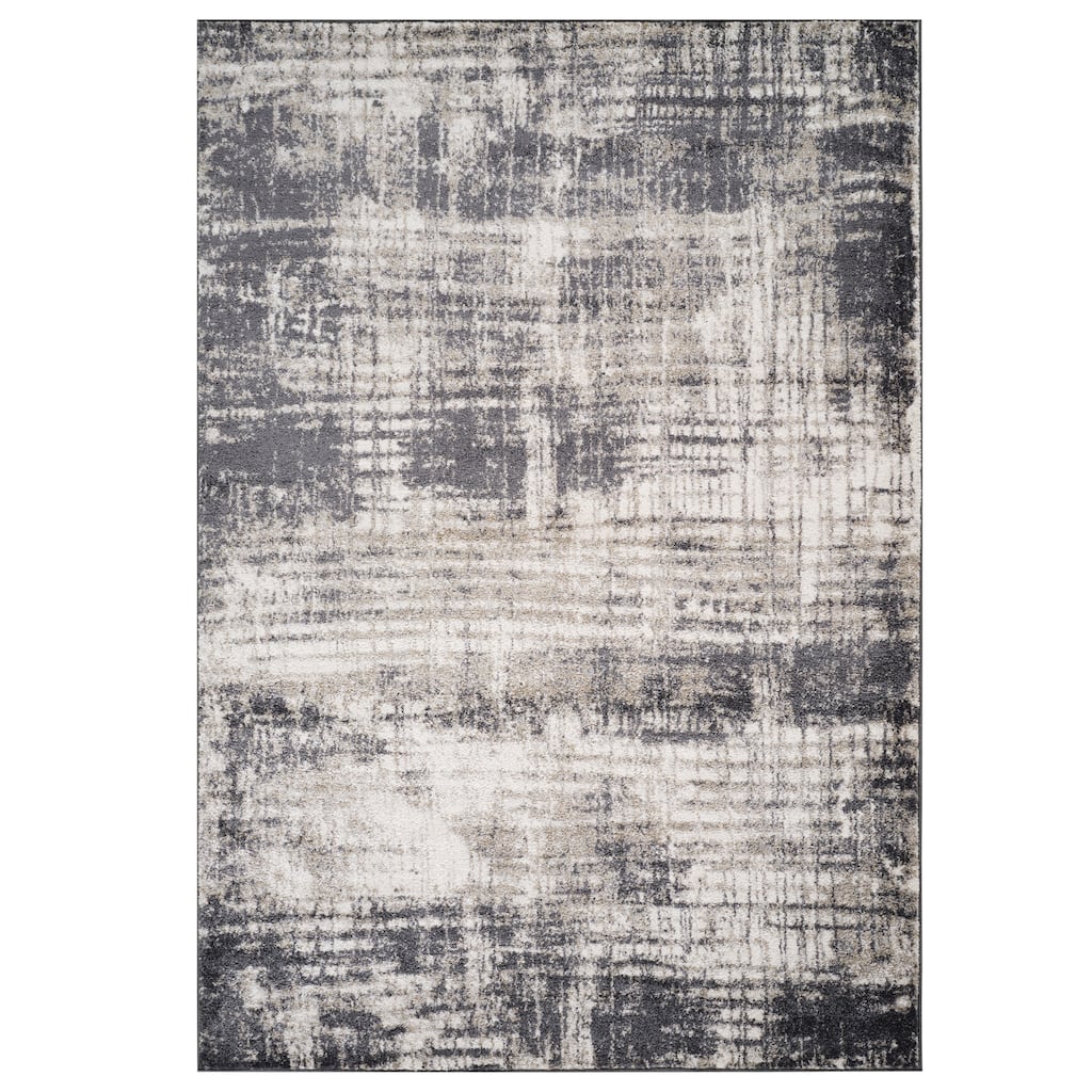Avant Gray Abstract Power-Loom Area Rug 2' x 3'