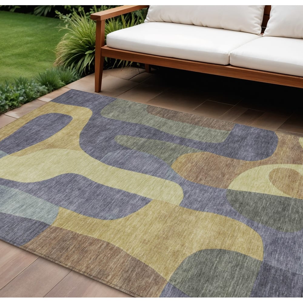HomeRoots Abstract Transitional Rectangle Outdoor Rug