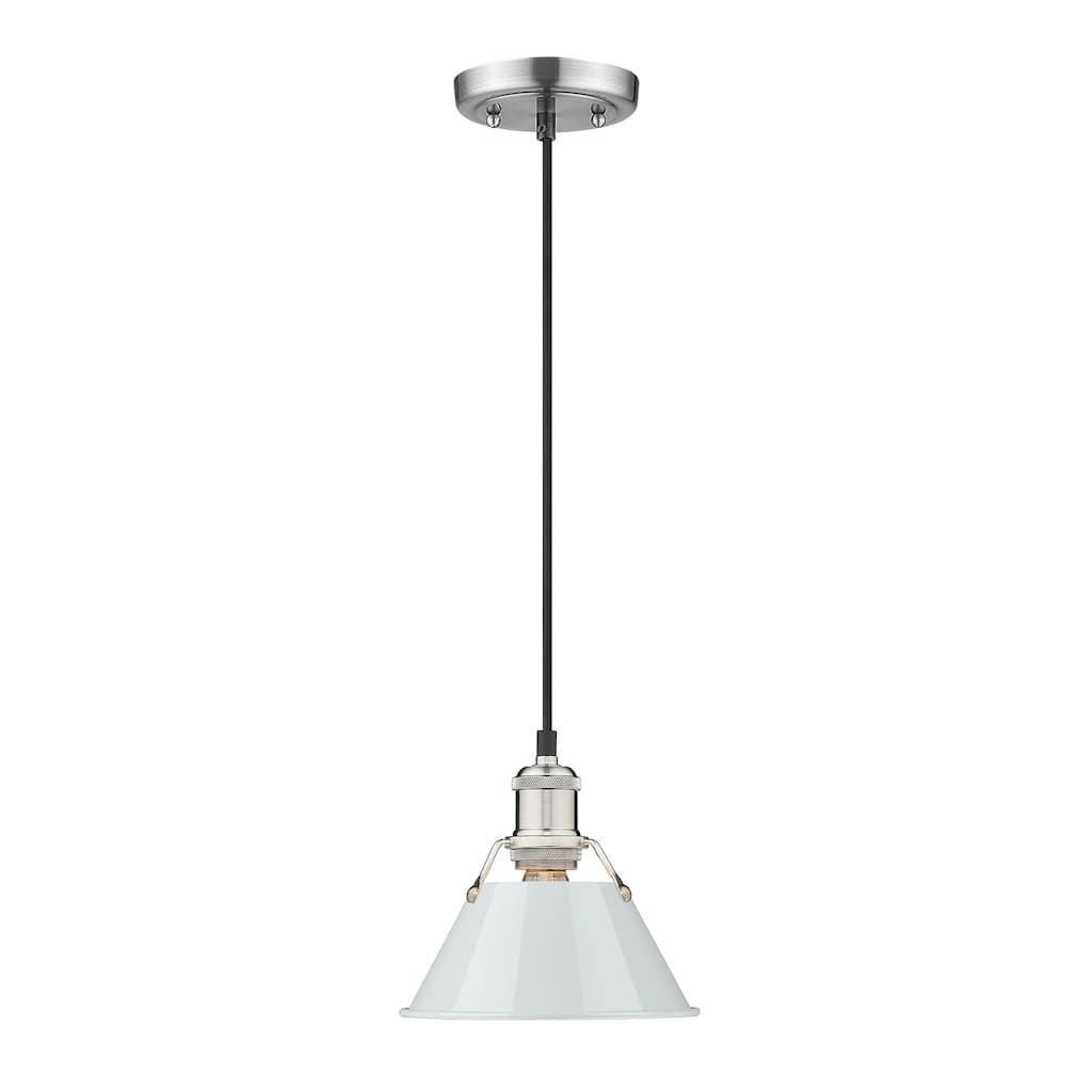 Orwell 7.5" Wide Small Pendant in Pewter with Dusky Blue - Silver