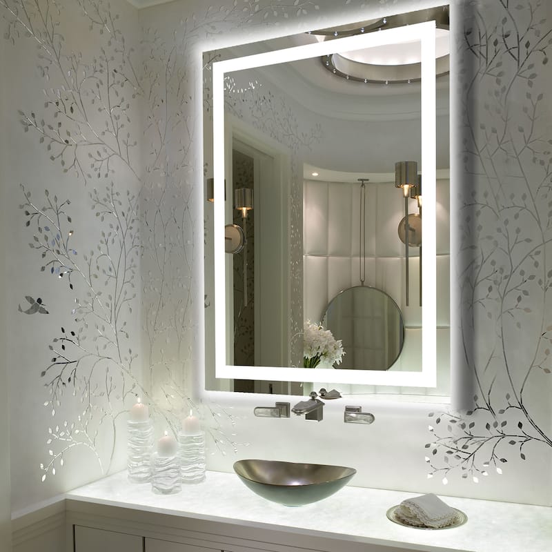 Frameless LED Bathroom Mirror with High Luminosity and Anti-Fog Technology, Wall-Mounted Rectangle Vanity Mirror