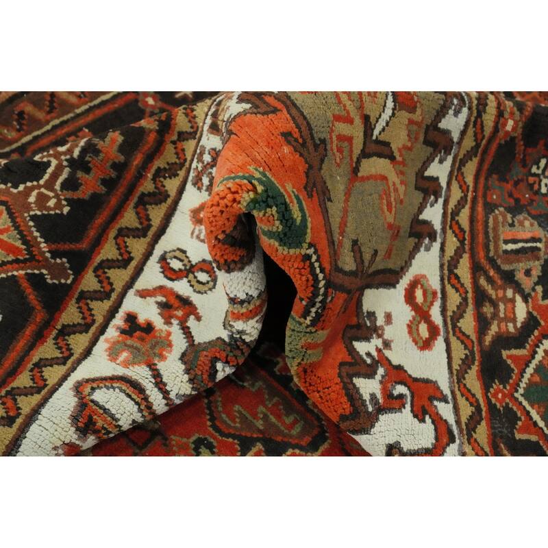 Hand Knotted Oriental 100% Wool Carpet Traditional Medallion Oranges & Rust Heriz Area Rug - 11' 3'' X 8' 4''