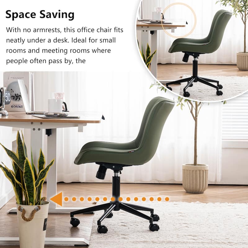 Ergonomic Office Chair Swivel Armless Desk Chair with Wheels