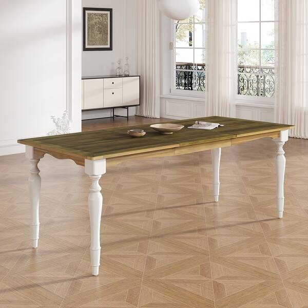 Solid Wood Rectangular Dining Table Extendable Dining Table Wood Finish ...