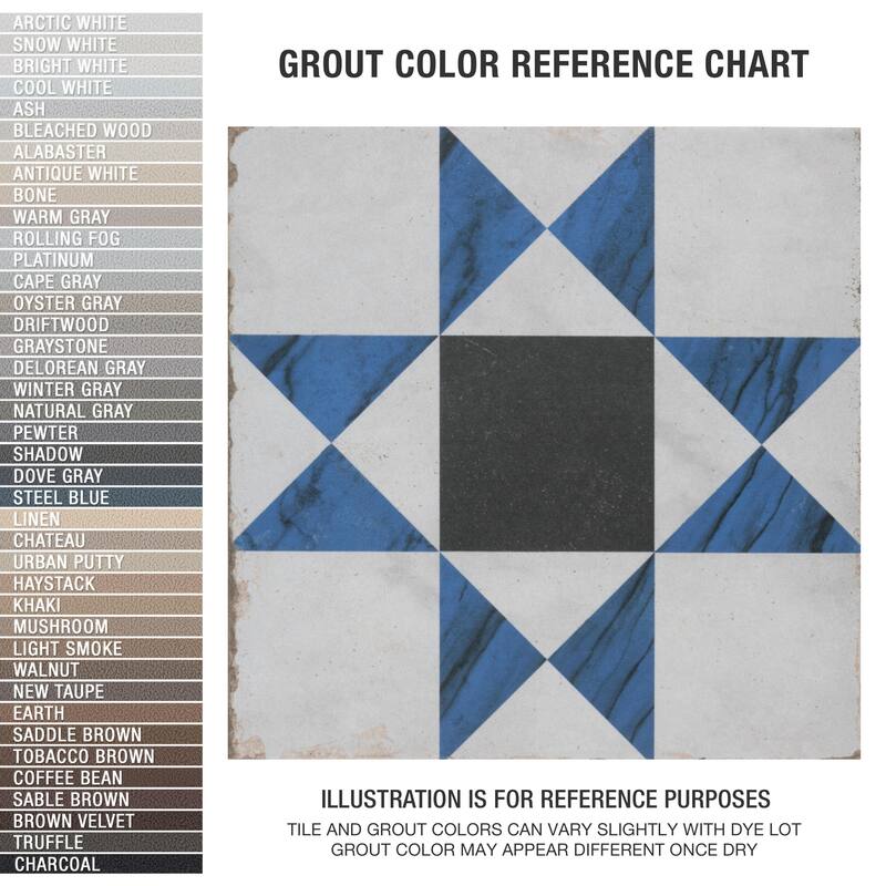 Merola Tile Renaissance Deco Indigo Cross 7-7/8" x 7-7/8" Porcelain Floor and Wall Tile