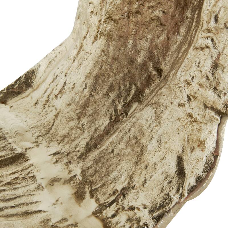 Aluminum Metal Leaf Textured Folded Leaf Decorative Bowl - Gold - Roche River Decor