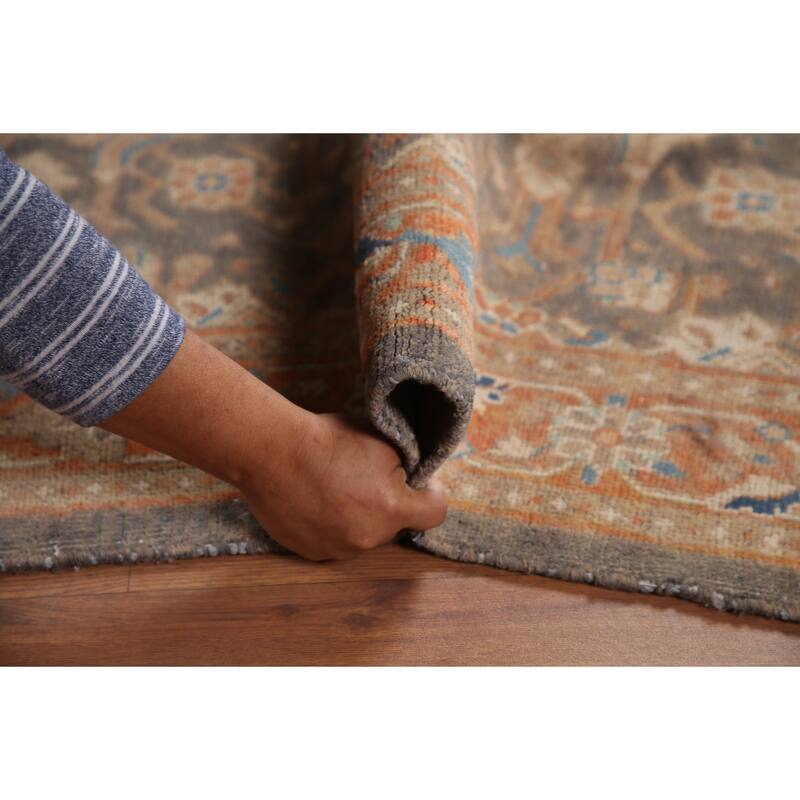 Hand Knotted Oriental 100% Wool Carpet Traditional All-Over Greys & Charcoal Mahal Runner Rug - 10' 2'' X 3' 7''
