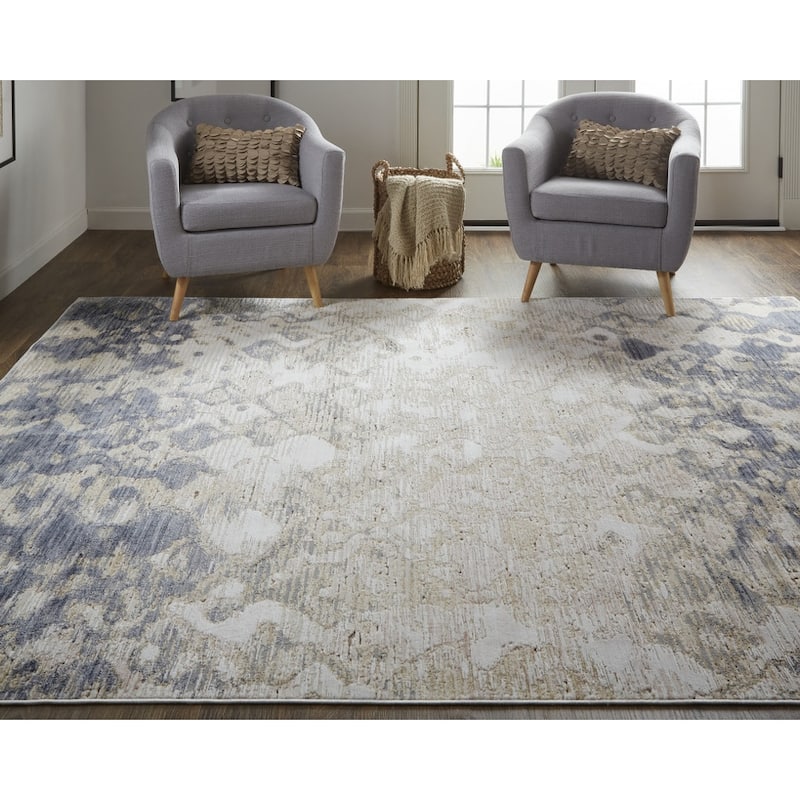 Wuwug Power Loomed Distressed Abstract Modern Non Skid Area Rug By HomeRoots - 8' x 10'