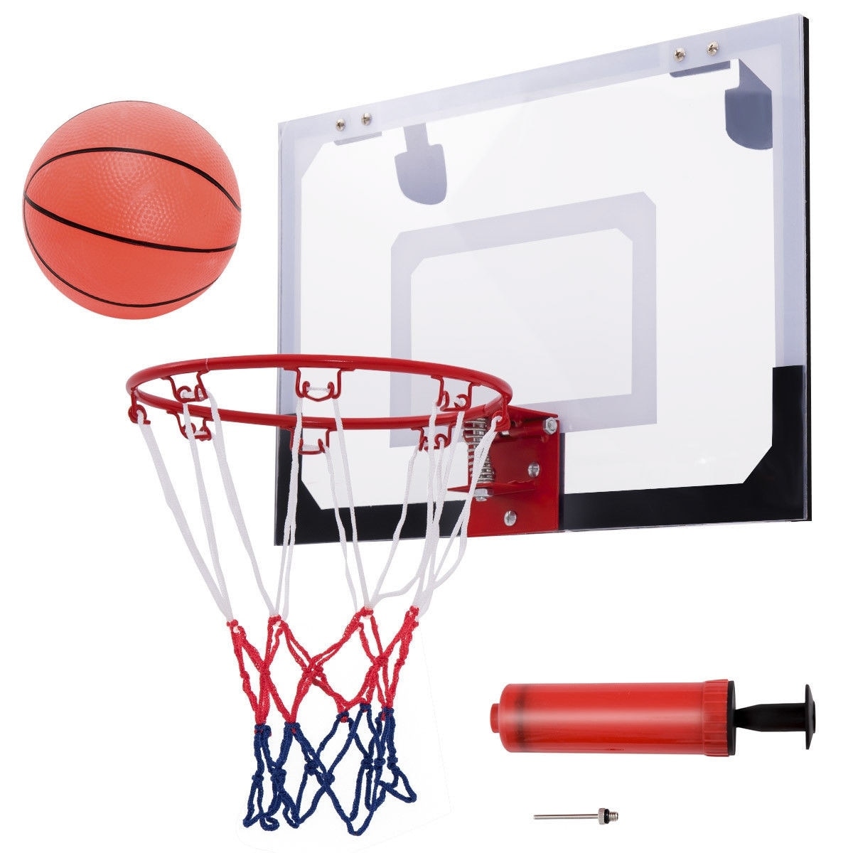 Over-The-Door Mini Basketball Hoop Includes Basketball & Hand Pump 2 Nets  Indoor Sports 