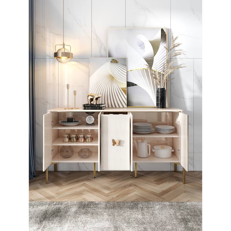 JASIWAY Light Luxury Style Sideboard,Champagne-gold