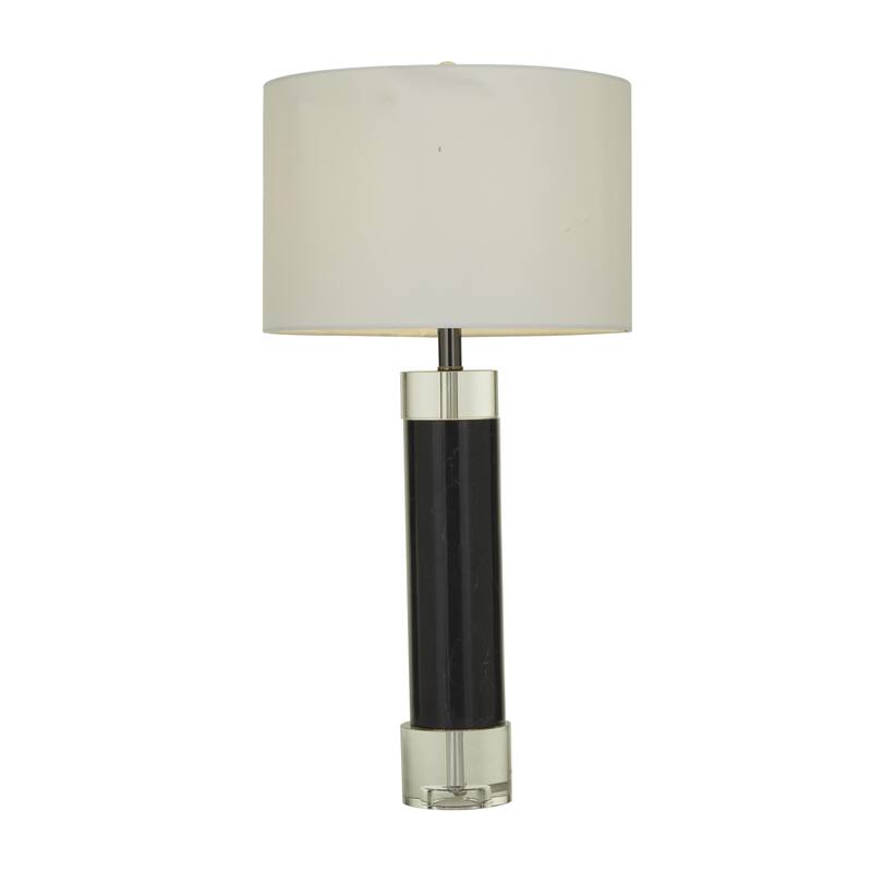 Marble Slender Stand Room Table Lamp with Drum Shade - Black or White - Roche River Decor - Black