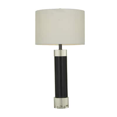 Marble Slender Stand Room Table Lamp with Drum Shade - Black or White - Roche River Decor