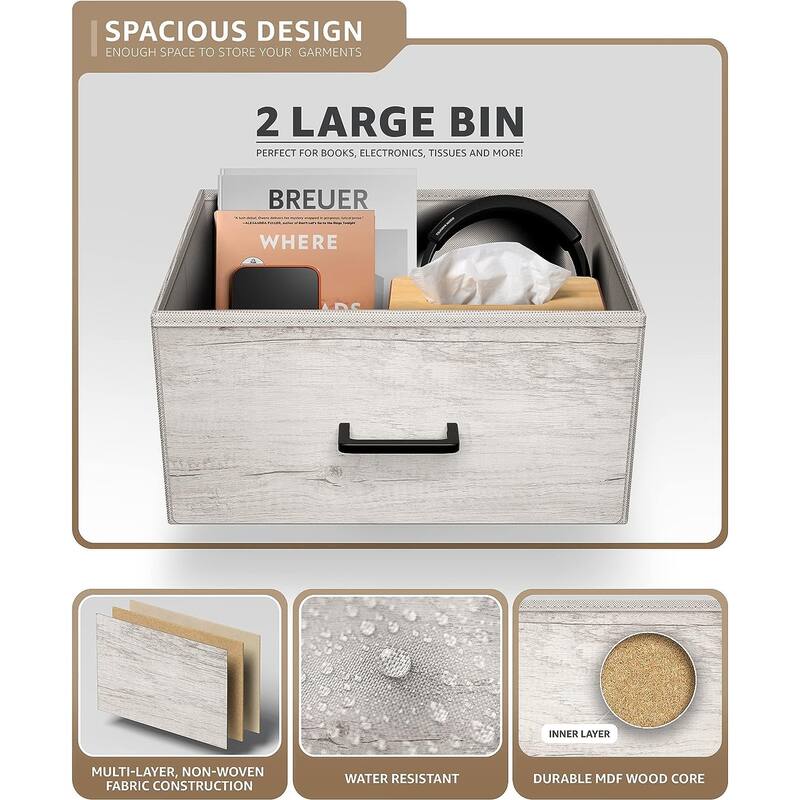 Nightstand 2-Drawer Shelf Storage - Bedside Furniture End Table Chest