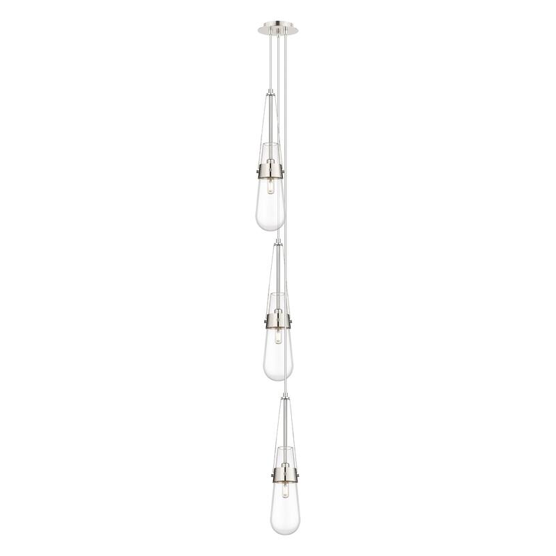 Innovations Lighting Milan - 3 Light 4" Cord Hung Multi Pendant - 6" Canopy - Clear/Polished Nickel