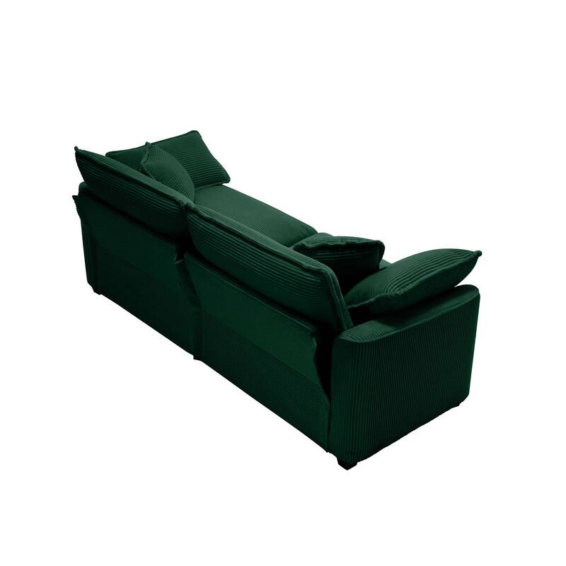 Corduroy Fabric Deep Seat Sofas Set with Throw Pillows, 3+2 Seater Flexible Combinations Sofa with Removable Armrests