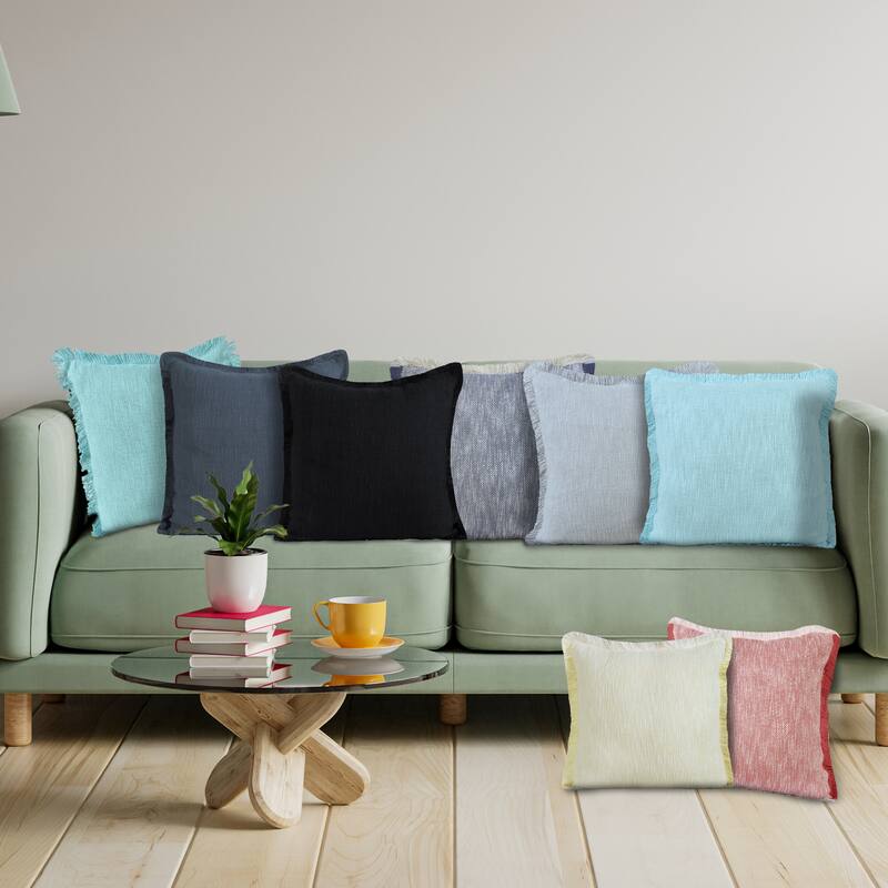 Sevita Two-Tone Cotton Fringe Throw Pillow