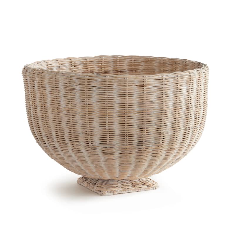 Charleston Rattan Footed Bowl - Whitewash