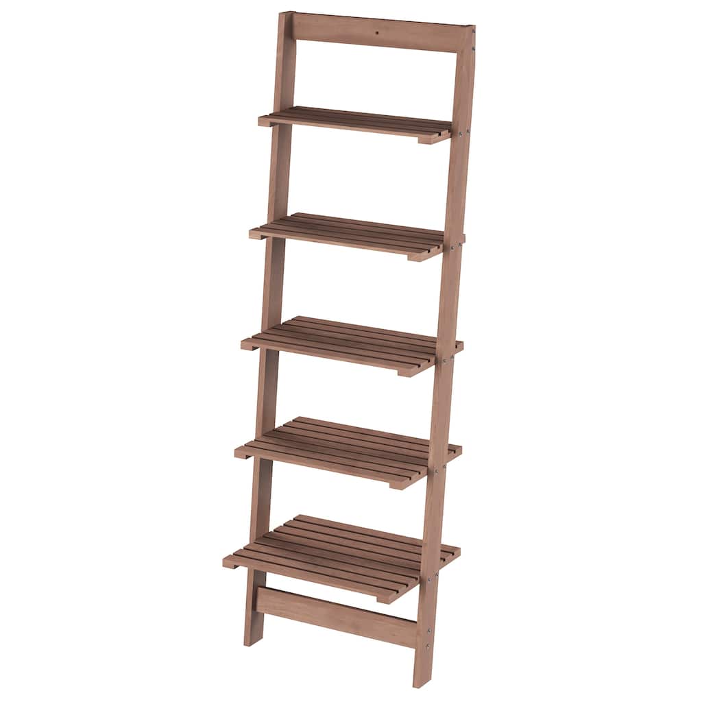 Lavish Home 5-Tier Ladder Style Bookshelf, Walnut