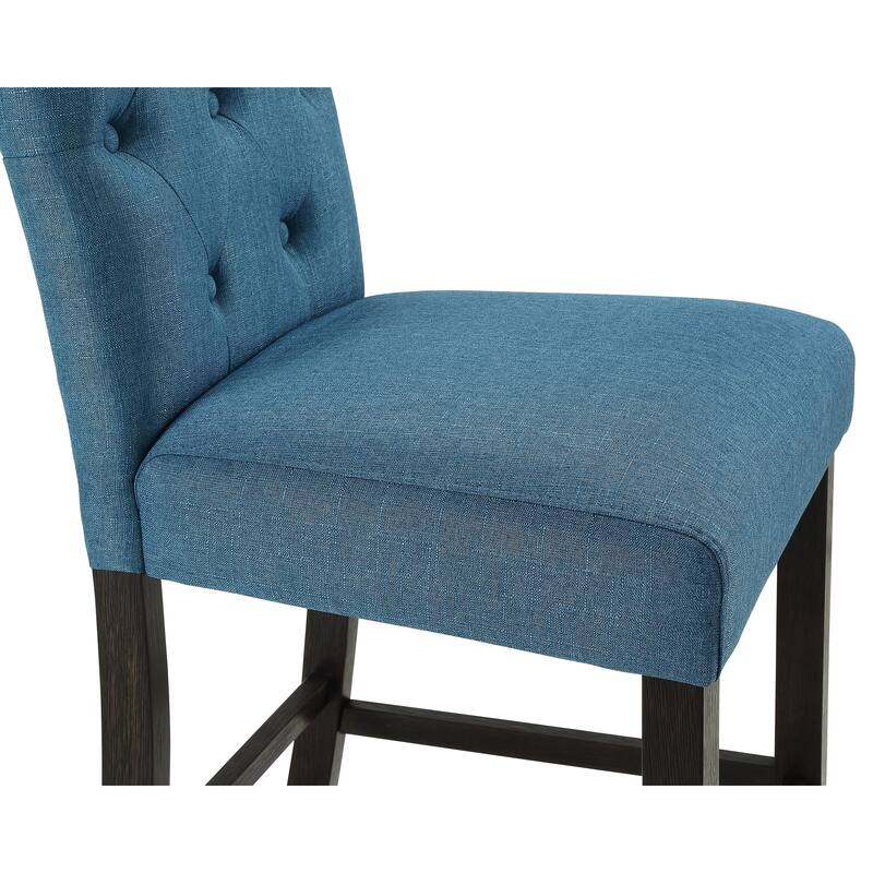 Roundhill Furniture Leviton Solid Wood Tufted Asons Barstool, Set of 2