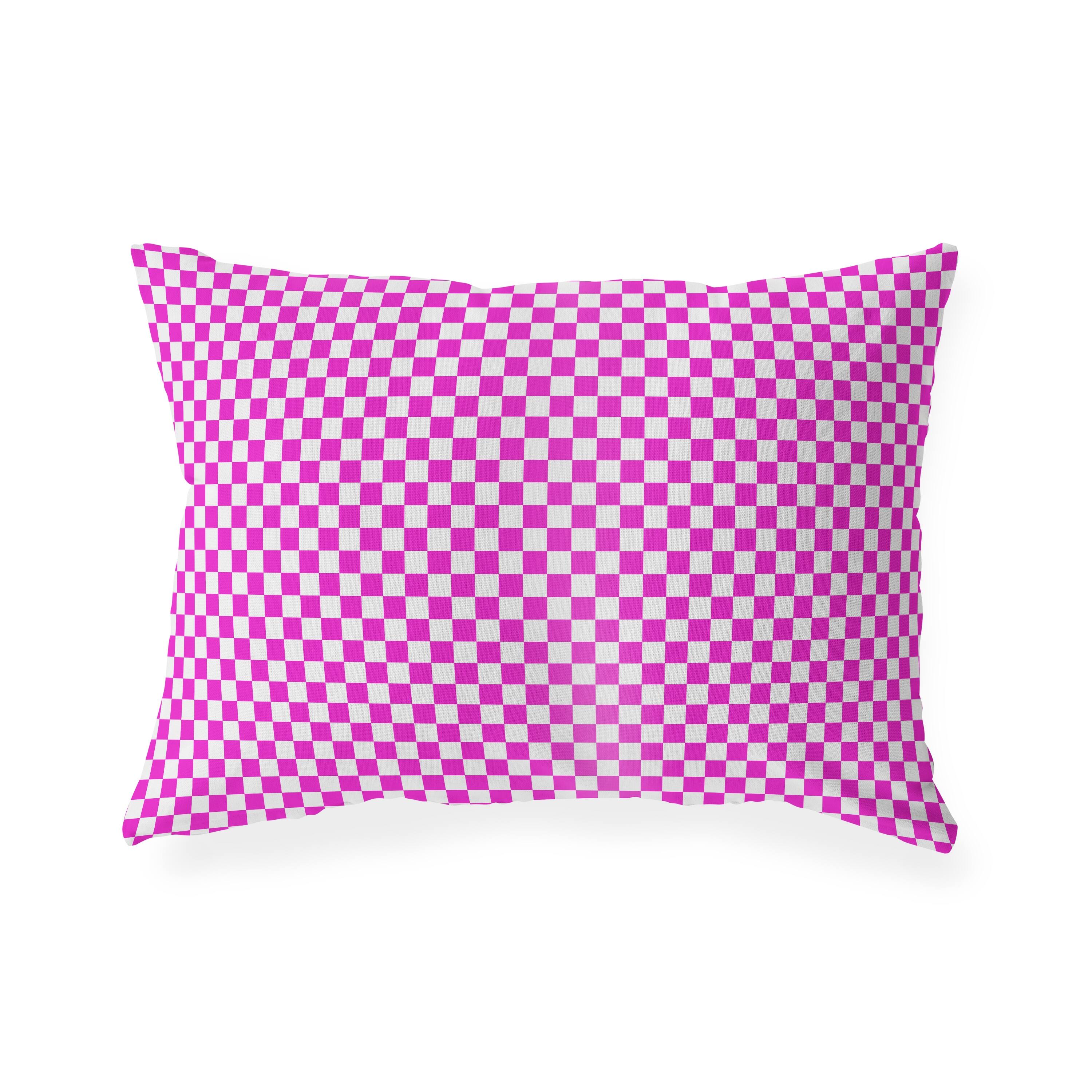CHECKER BOARD FUSCHIA Lumbar Pillow By Kavka Designs Bed Bath