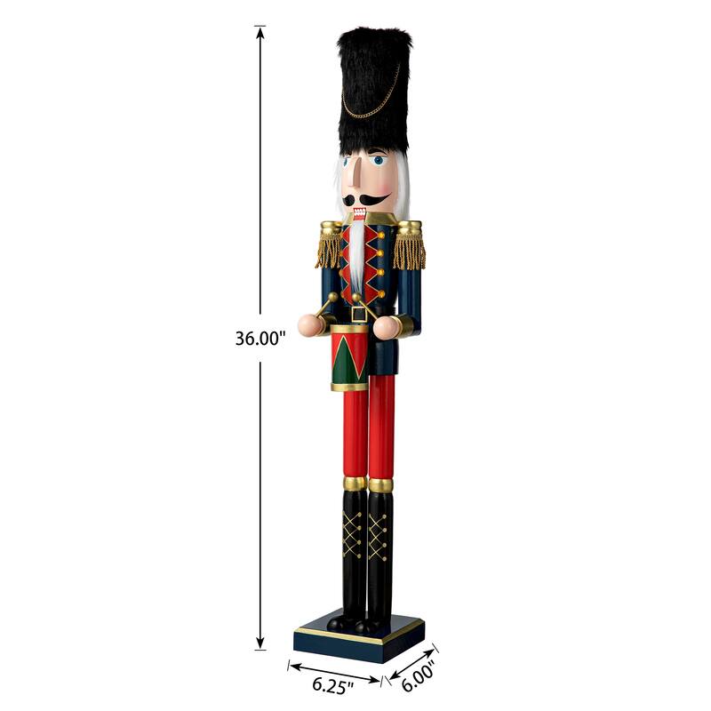 Glitzhome 36-inch Wooden Christmas Drummer Nutcracker