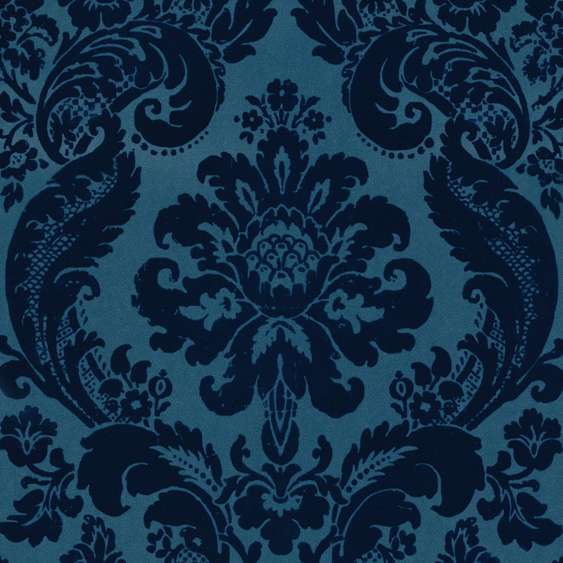 A-Street Prints Shadow Blue Flocked Damask Wallpaper