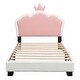 preview thumbnail 6 of 6, Twin Size Upholstered Princess Platform Bed with Crown Headboard