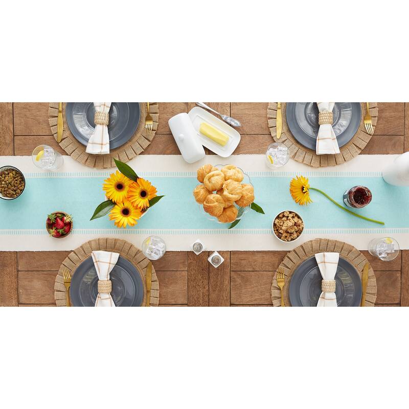 DII Dobby Striped Fringe Ribbed Table Runner