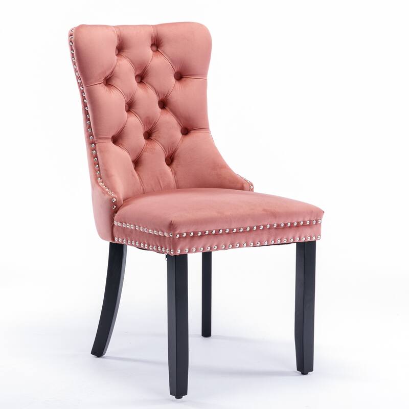 Set of 2 Modern High-End Tufted Solid Wood Upholstered Dining Chair with Nailhead Trim