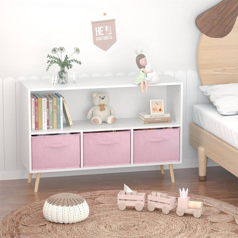 Kids Bookshelf and Storage Bookcase,Open Bookshelf and Toy Organizer Cabinet