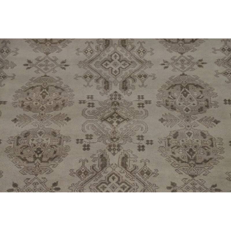 Oushak Oriental Area Rug Hand-Knotted Geometric Wool Carpet - 7'10"x 10'1"