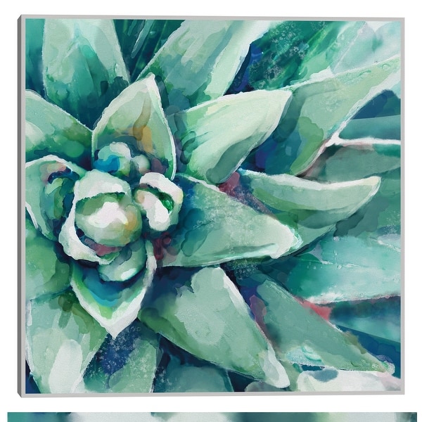 Watercolor Succulent Bloom Square by Studio Arts Canvas Art Print - 42x42 - Plastic - Champagne