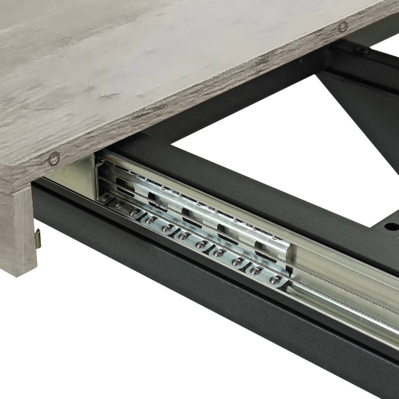 Roomfitters 55.11''-70.86'' Retro Rectangular Stretch Dining Table with Grey Carole Top, Black Embossed Center Plate