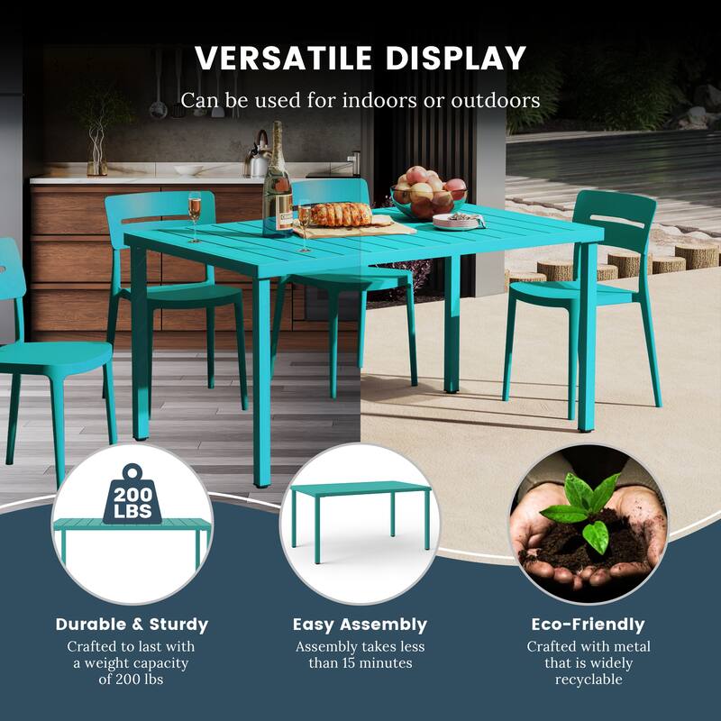 Frond and Form 59 Inch By 35.4 Inch Outdoor Steel Rectangular Dining Table