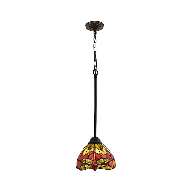 Tiffany-Style Dragonfly Design 1-light Dark Bronze Hanging Pendant