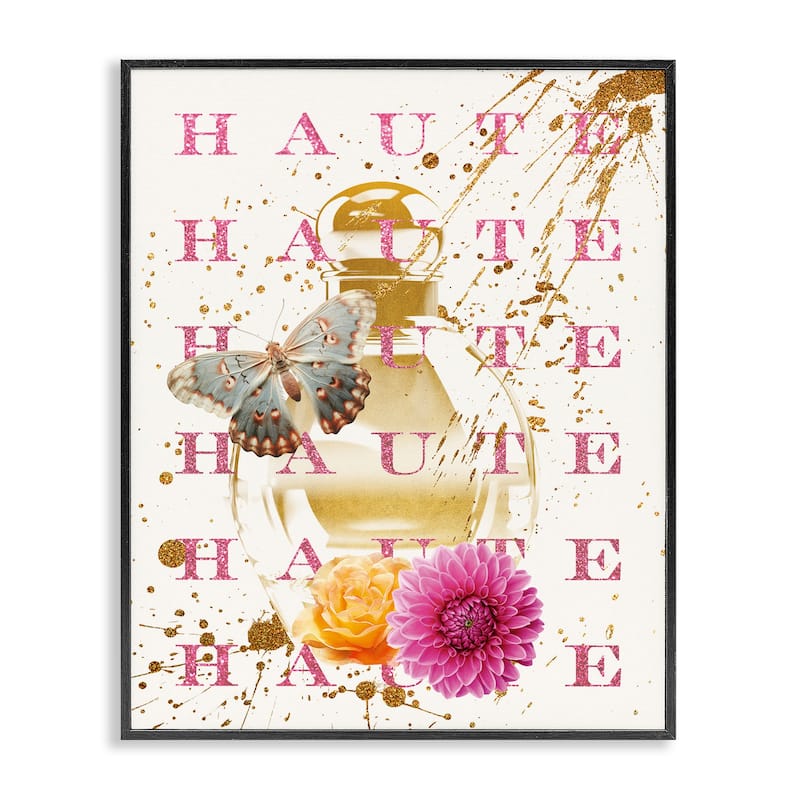 Stupell Haute Perfume & Gold Splatter Framed Giclee Art Design By Susan Arnot - 24 x 30 - Black