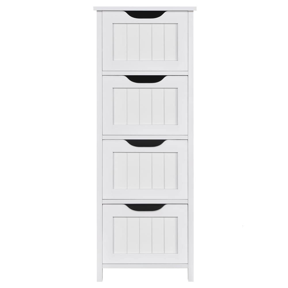 Wooden Storage Cabinet Organizer with 4 Drawers for Bathroom, White