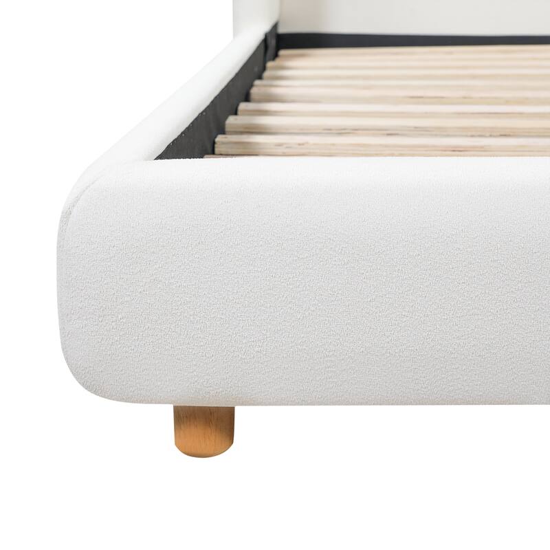 Christopher Knight Home - Arvilla Modern Boucle Upholstered Low Profile Platform Bed with Wingback Headboard & Wooden Slats