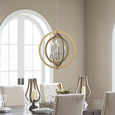 6-Light Black Metal Globe Chandelier - 23.62"x23.62"x37.33"