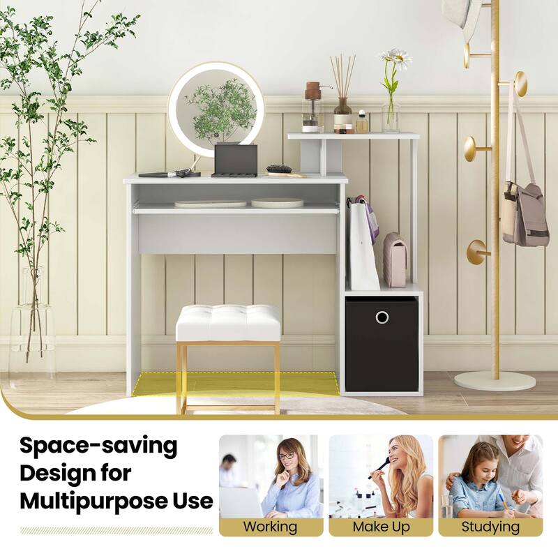 Costway Home Office Computer Desk Space-saving Study Writing Desk with - See Details