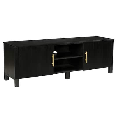 Mid-Century Modern Solid Wood & Marble Media Cabinet