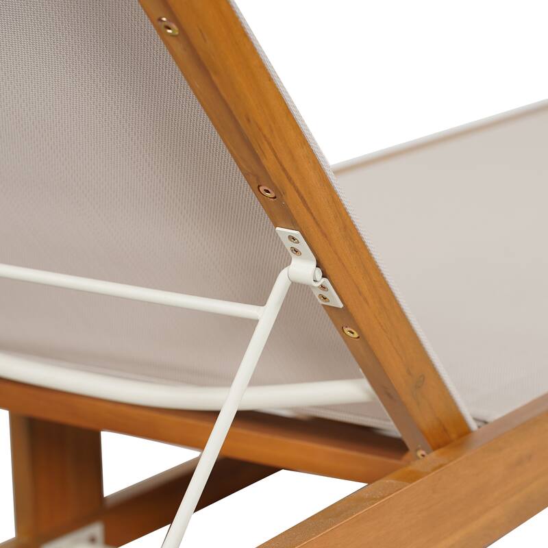 Emile Outdoor Mesh and Wood Chaise Lounge by Christopher Knight Home
