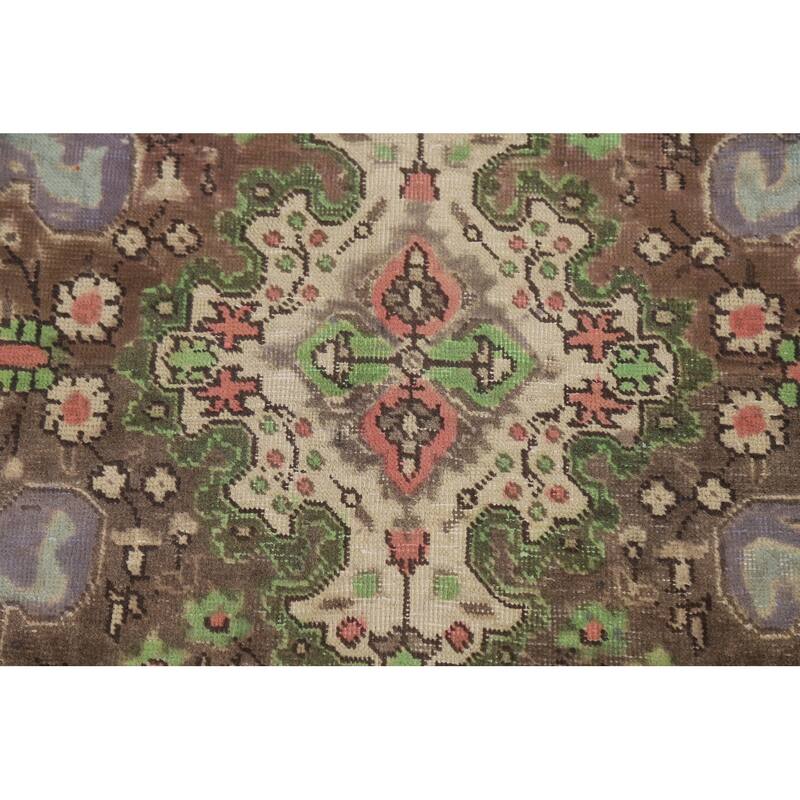 Blue Traditional Tabriz Persian Rug Hand-Knotted Floral Wool Carpet - 6'8"x 9'7"