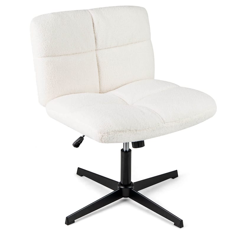 Costway Armless Office Chair with Adjustable Height Rotation Soft Faux - See Details - Beige
