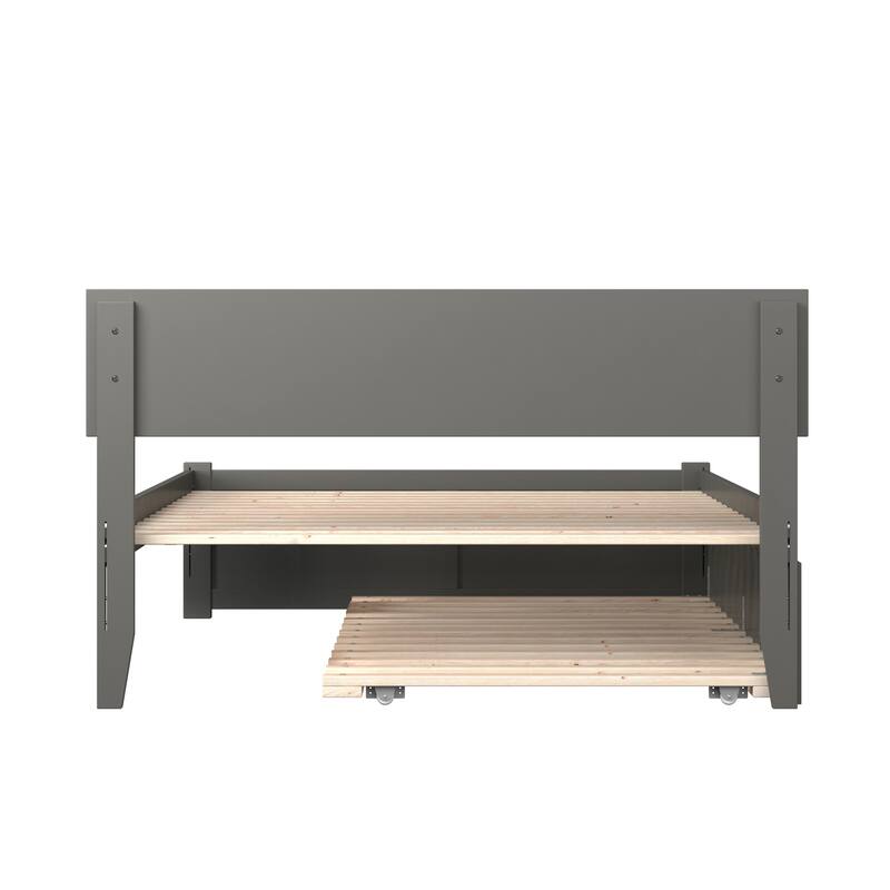 Orlando King Platform Bed with Footboard & Twin XL Trundle in Grey