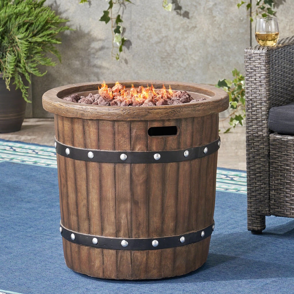 Garland Outdoor 25-Inch Light-Weight Concrete Round Propane Fire Pit by Christopher Knight Home