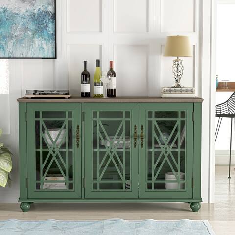55" Vintage Style Kitchen Accent Buffet Sideboard Cabinet - 55" in Width